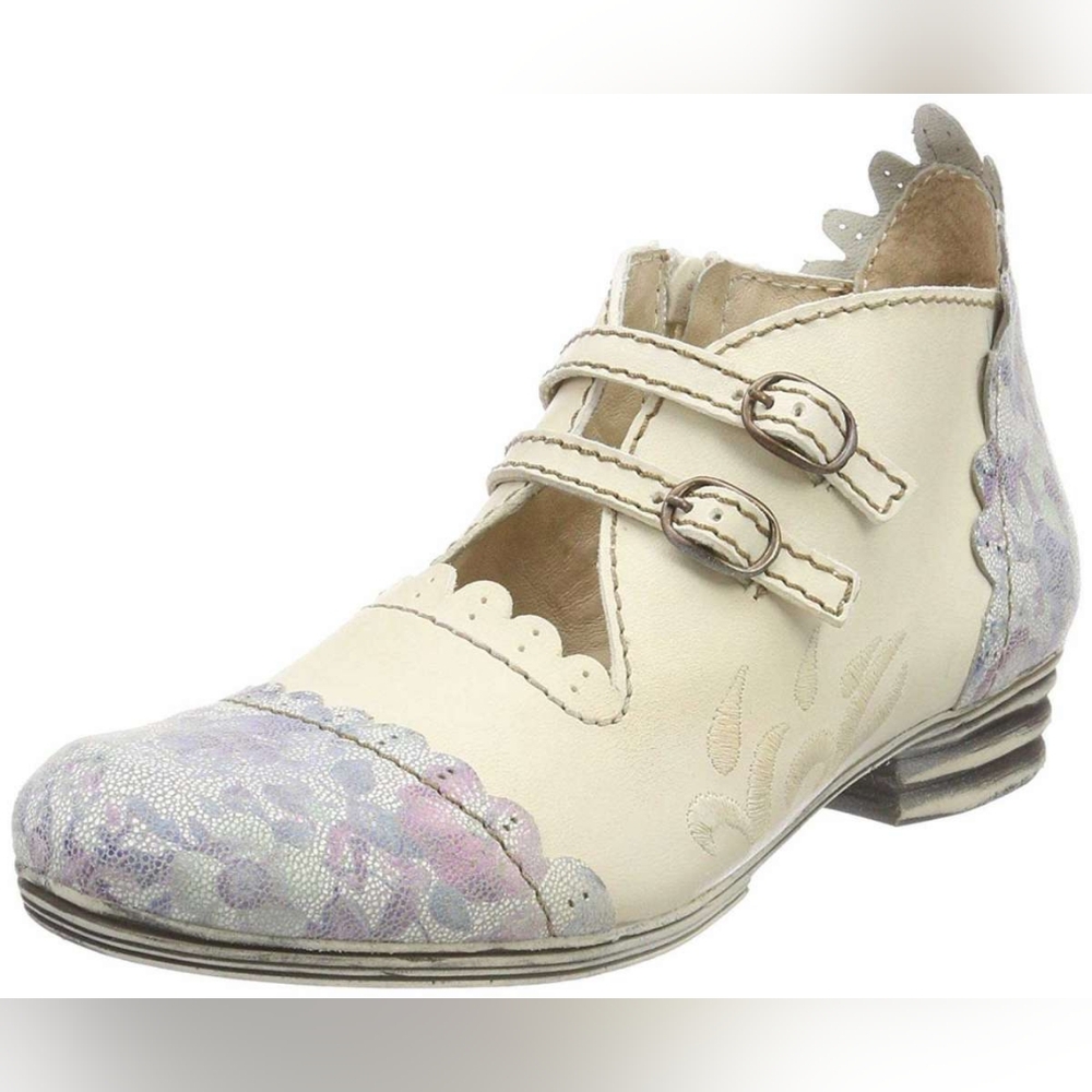 Rovers ivory floral leather boots/shoes